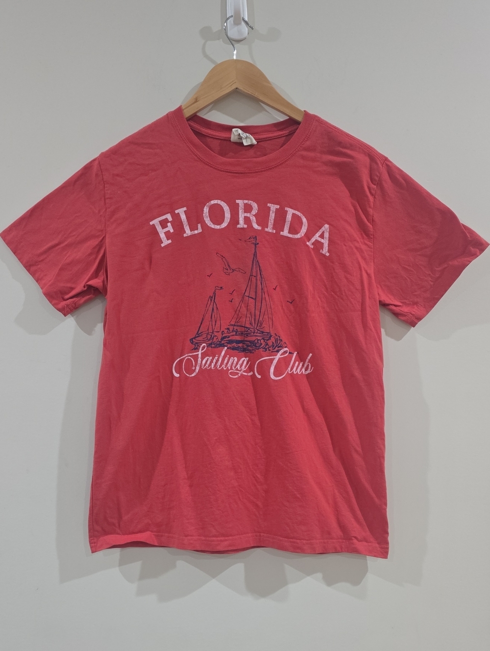 T Shirt State of Mine Florida Sailing Club Mens Large Red Graphic 100% Cotton